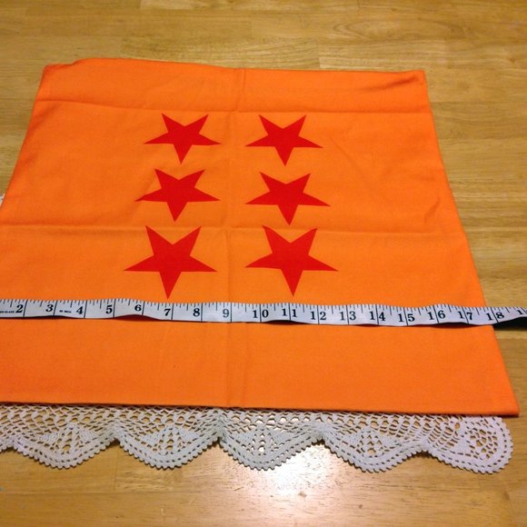 Accent Pillow Cover - orange with deep orange stars - Picture 2 of 4